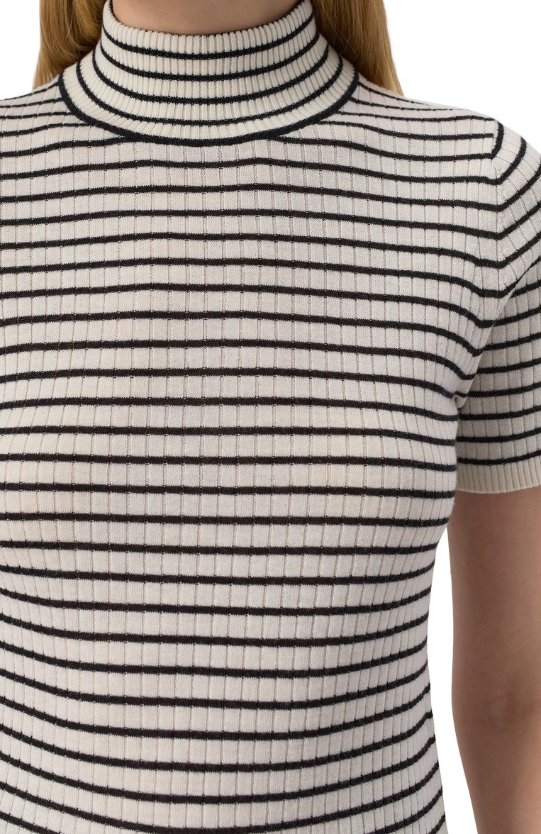 Женская водолазка из шерсти и шелка MAX MARA STUDIO молочного цвета, арт. FIEMME | Фото 5 (Длина (для топов): Стандартные; Материал внешний: Шерсть, Шелк; Рукава: Короткие; Женское Кросс-КТ: Водолазка-одежда; Стили: Кэжуэл; Кросс-КТ: Трикотаж; Автоматизация ТО: Проставлено; Автоматизация состава: Проставлено)