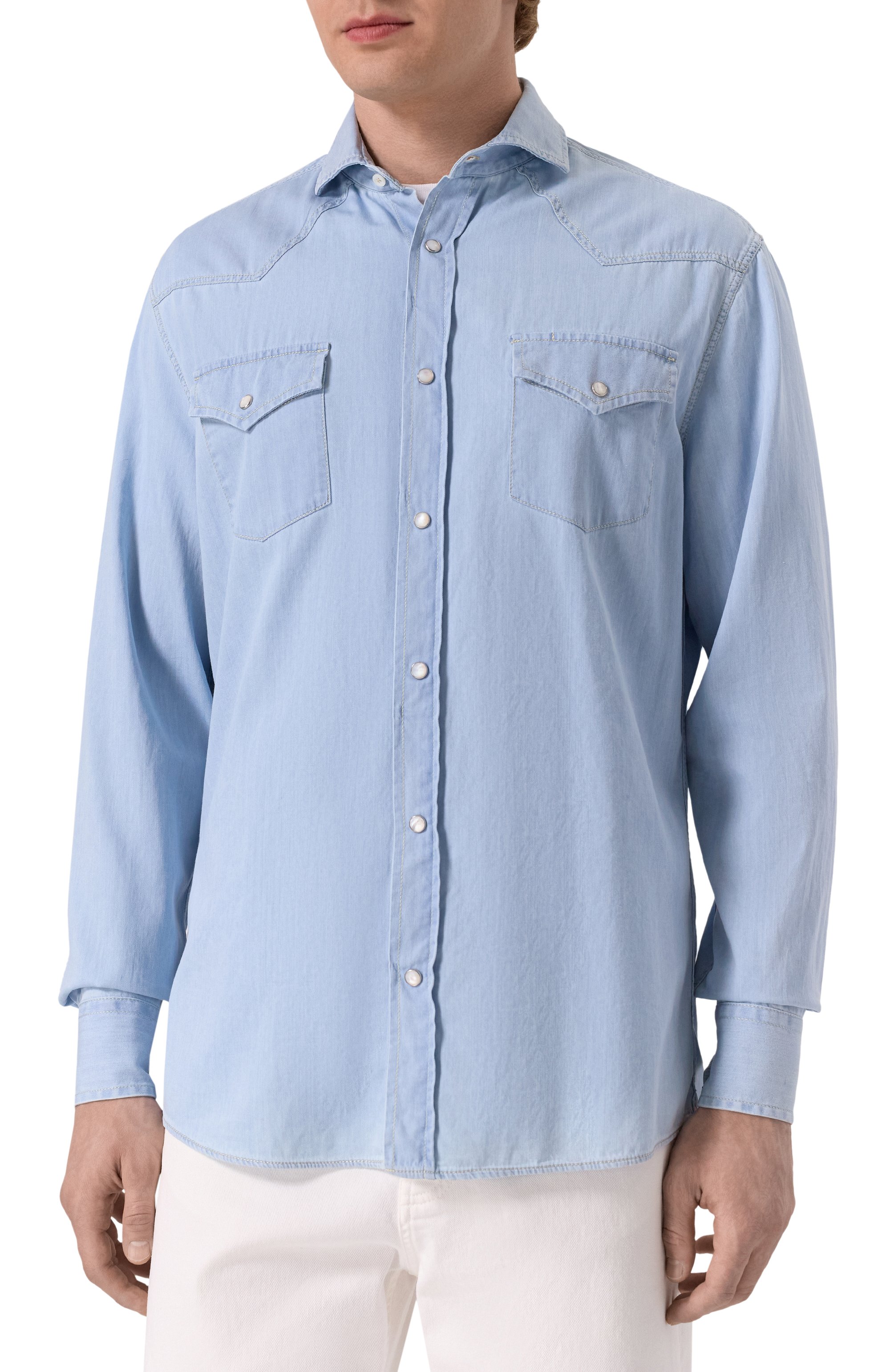 Джинсовая рубашка BRUNELLO CUCINELLI, арт. MR6834008, фото 3