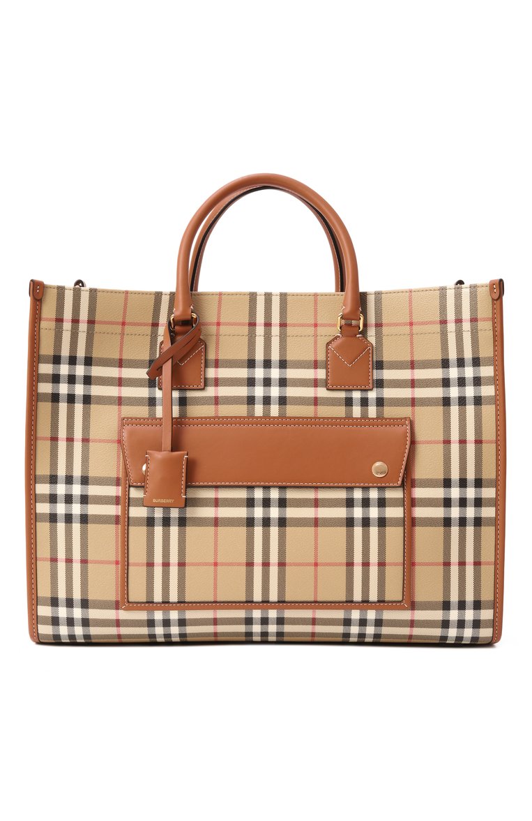 Женская сумка-тоут freya medium BURBERRY бежевого цвета, арт. 8097568 | Фото 1 (Размер: medium; Драгоценные камни: Проставлено; Материал сплава: Проставлено; Материал: Экокожа)