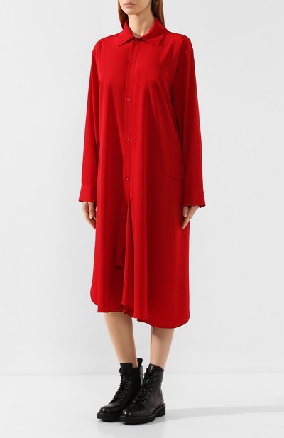 Платье YOHJI YAMAMOTO красного цвета по цене 56250 руб., арт. YJ-D03-500, фото 3 Платье YOHJI YAMAMOTO, арт. YJ-D03-500, фото 3