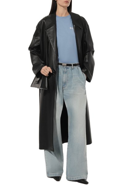 Хлопковая футболка BALMAIN голубого цвета по цене 35150 руб., арт. CF1EF010/BB01, фото 2 Хлопковая футболка BALMAIN, арт. CF1EF010/BB01, фото 2