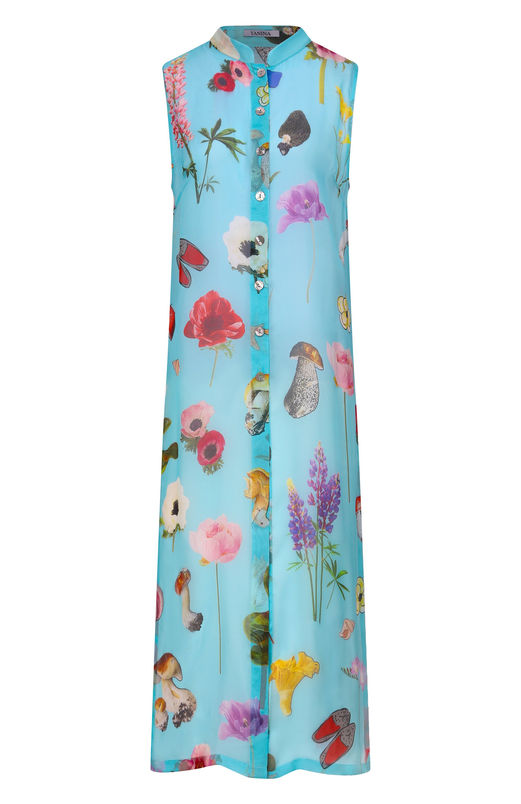 Шелковый топ YANINA голубого цвета по цене 97060 руб., арт. T-3109, фото 1 Шелковый топ YANINA, арт. T-3109, фото 1