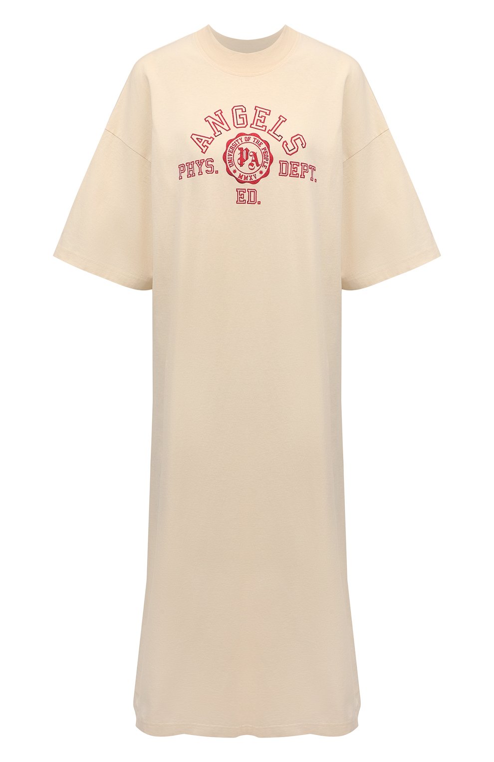 Хлопковое платье PALM ANGELS кремового цвета по цене 43900 руб., арт. PWDB105S22JER0010325, фото 1 Хлопковое платье PALM ANGELS, арт. PWDB105S22JER0010325, фото 1