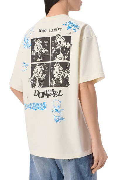 Хлопковая футболка DOMREBEL кремового цвета по цене 23900 руб., арт. WH0 CARES/T-SHIRT, фото 4 Хлопковая футболка DOMREBEL, арт. WH0 CARES/T-SHIRT, фото 4