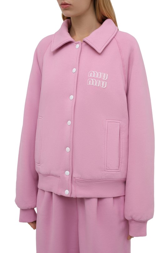 Хлопковая толстовка Miu Miu MJL780-1ZF3-F0E18 Розовый  MJL780-1ZF3-F0E18 Фото 3