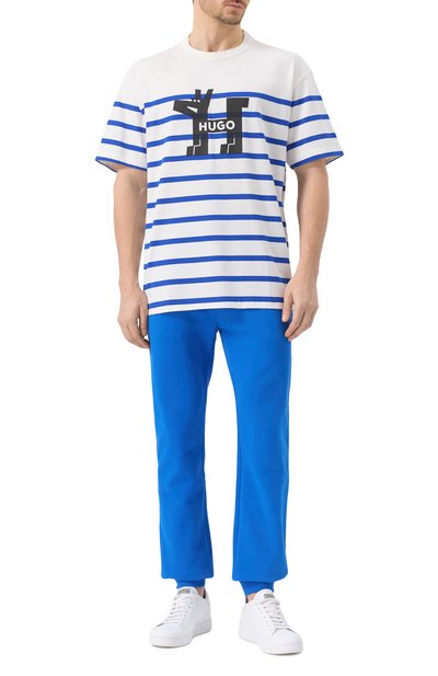 Хлопковая футболка HUGO BLUE белого цвета по цене 8995 руб., арт. 50530330, фото 2 Хлопковая футболка HUGO BLUE, арт. 50530330, фото 2