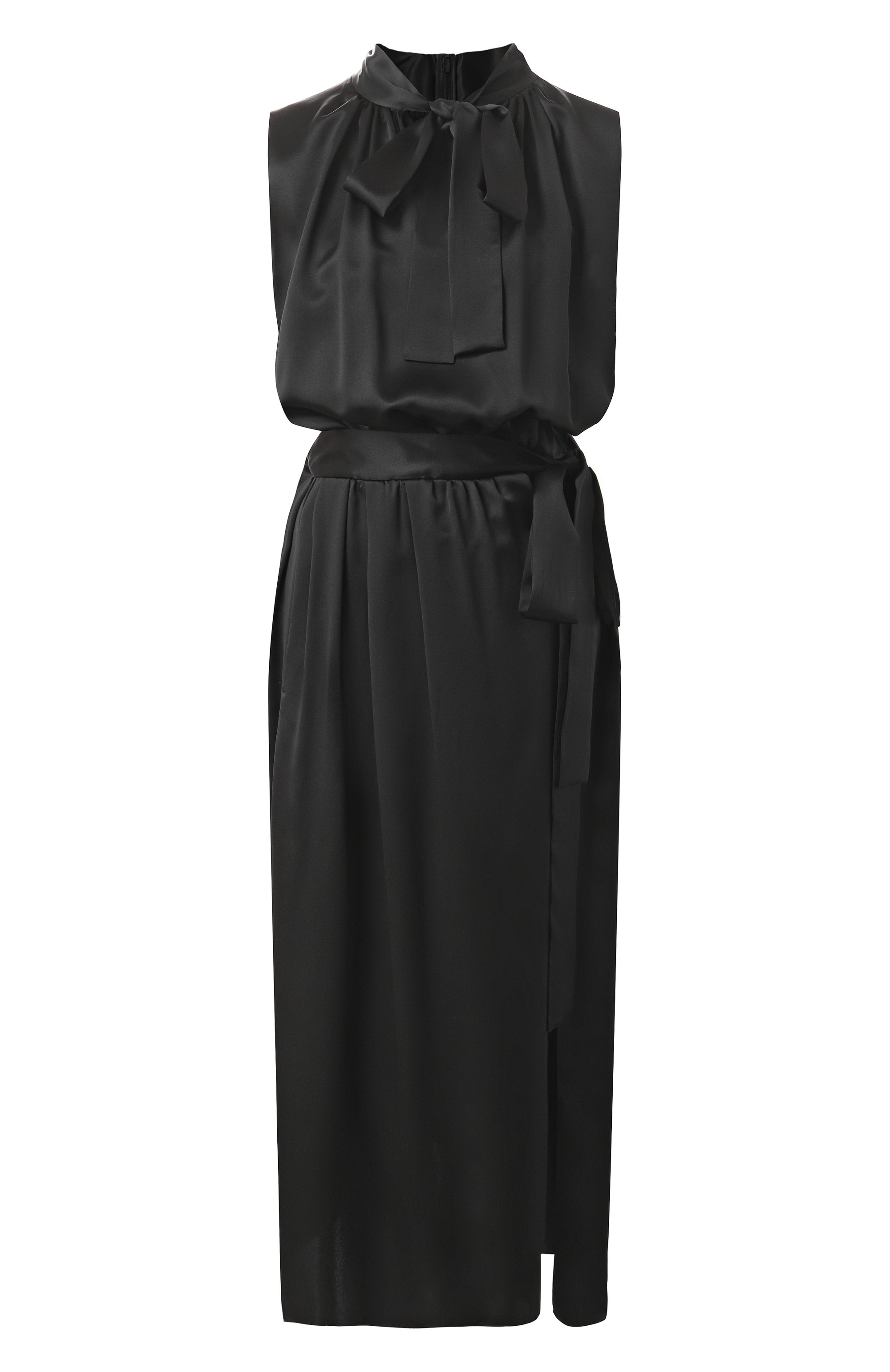 Атласное платье DOLCE & GABBANA черного цвета по цене 310500 руб., арт. F6JTET/FU1AU, фото 1 Атласное платье DOLCE & GABBANA, арт. F6JTET/FU1AU, фото 1