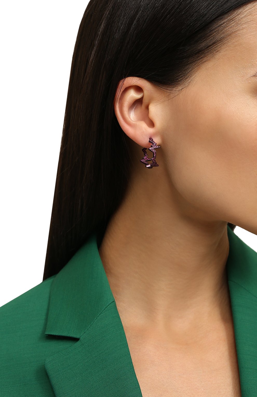 Серьги-кольца deep pulse CAVIAR JEWELLERY фиолетового цвета по цене 16500 руб., арт. P002R, фото 2 Серьги-кольца deep pulse CAVIAR JEWELLERY, арт. P002R, фото 2