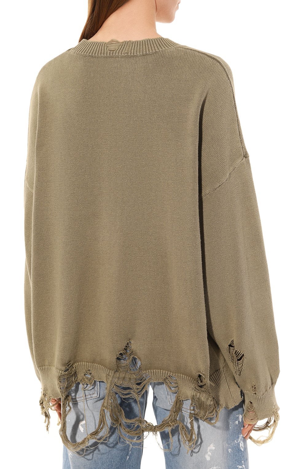 Хлопковый пуловер R13 зеленого цвета по цене 59850 руб., арт. R13WY107-Y076B, фото 4 Хлопковый пуловер R13, арт. R13WY107-Y076B, фото 4