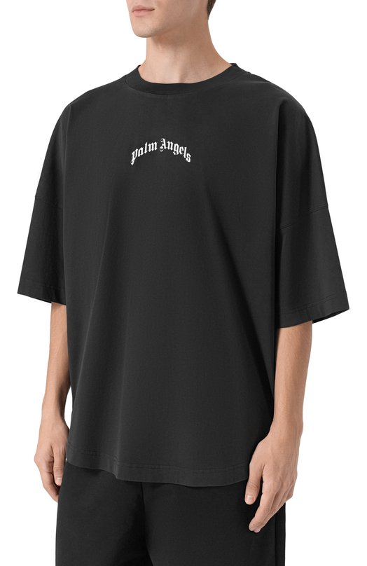 Хлопковая футболка Palm Angels PMAA10BF25JER001 Чёрный  PMAA10BF25JER001 Фото 3