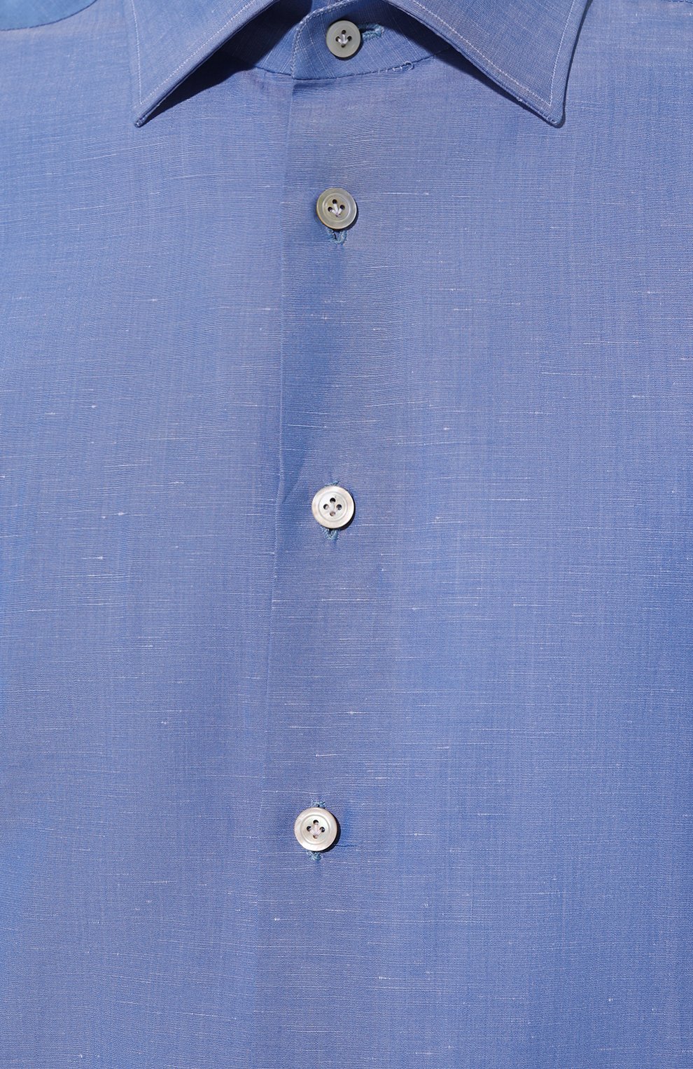 Сорочка из хлопка и льна KITON синего цвета по цене 87550 руб., арт. UCIH06609, фото 5 Сорочка из хлопка и льна KITON, арт. UCIH06609, фото 5