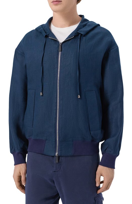 Льняной бомбер Kiton UGK137K0708H Синий  UGK137K0708H Фото 3