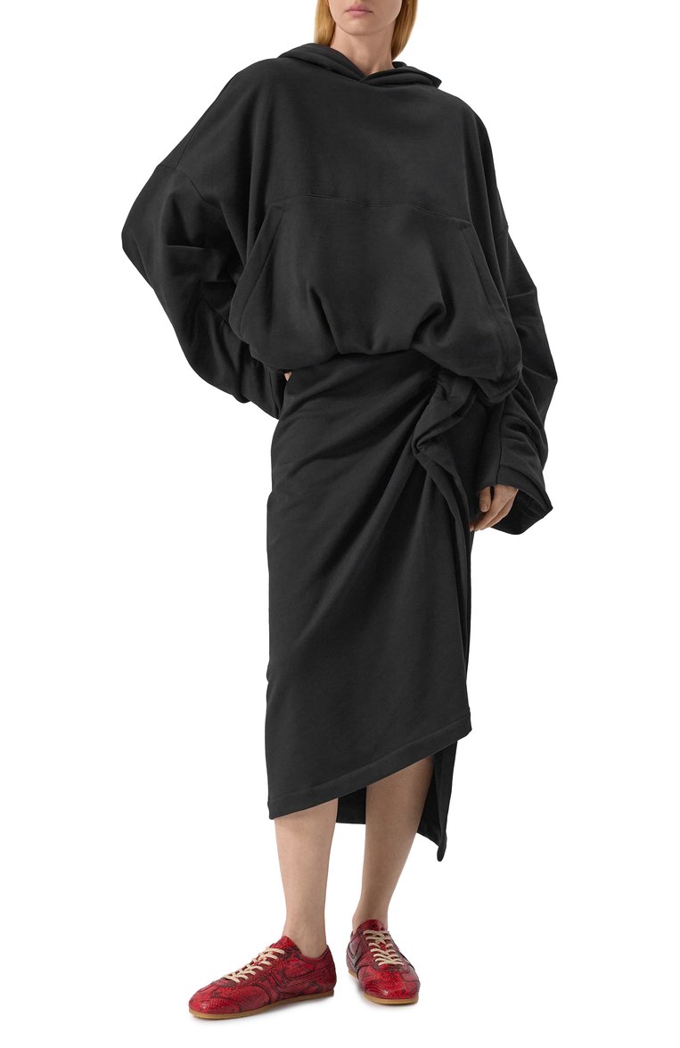Женский хлопковое худи DRIES VAN NOTEN черного цвета, арт. 251-011106-1610 | Фото 2 (Длина (для топов): Стандартные; Материал внешний: Хлопок; Рукава: Длинные; Женское Кросс-КТ: Худи-одежда; Стили: Минимализм)
