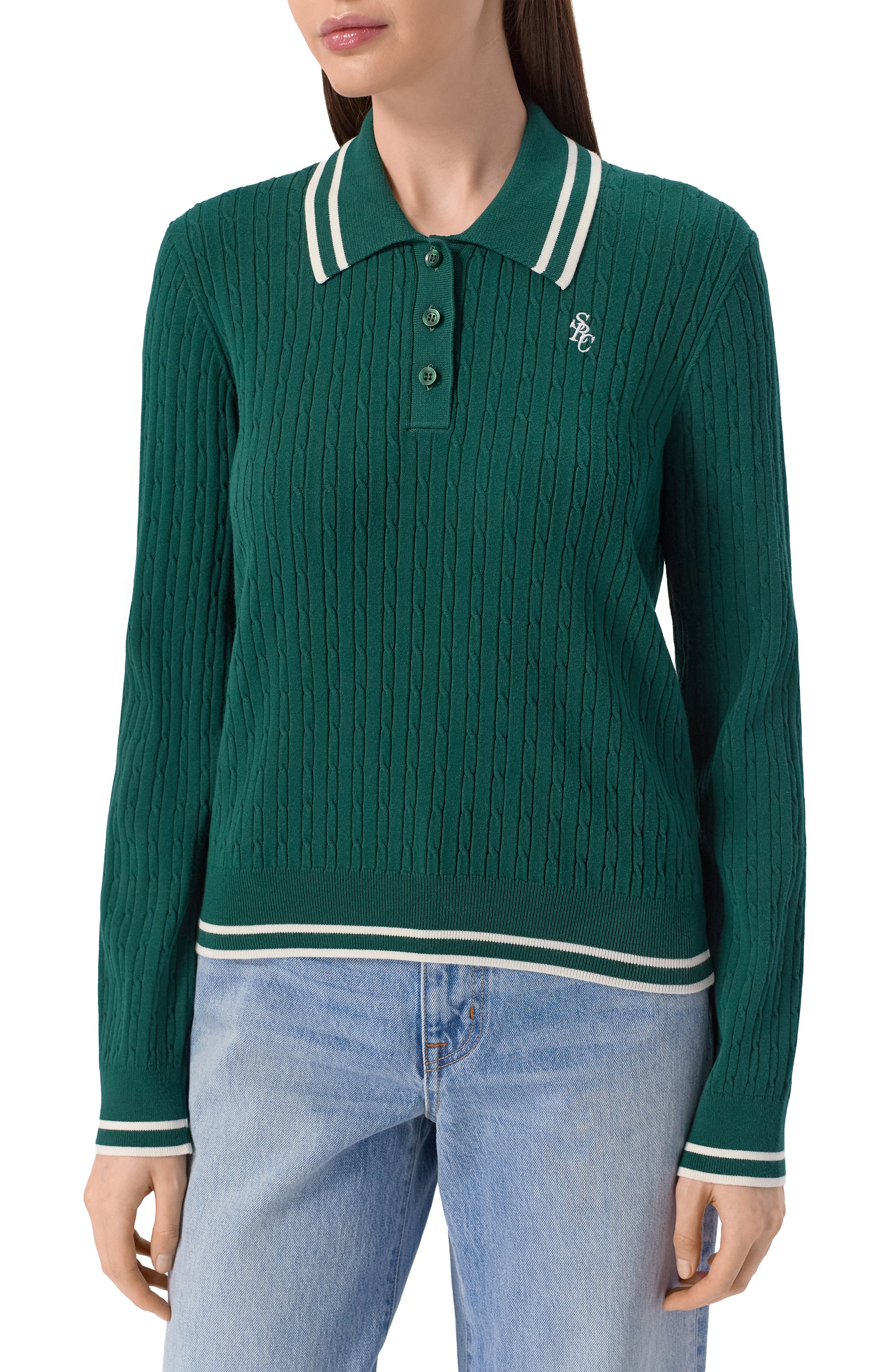 Поло из вискозы SPORTY AND RICH, арт. ST03761302GR55, фото 3