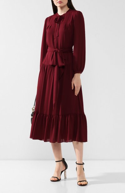 Платье с поясом TEREKHOV GIRL бордового цвета по цене 22000 руб., арт. 2D125/8320.606/W20, фото 2 Платье с поясом TEREKHOV GIRL, арт. 2D125/8320.606/W20, фото 2