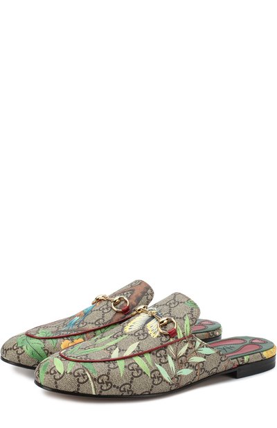 Текстильные сабо princetown с принтом GUCCI, арт. 427363/K0LB0, фото 1