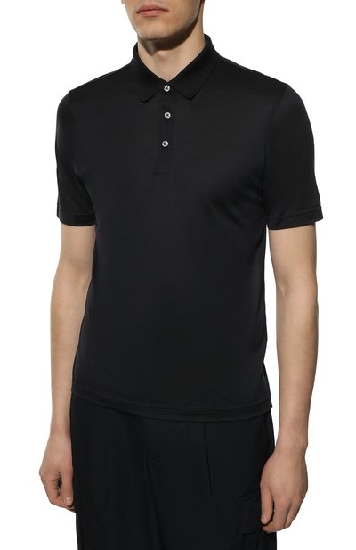 Шелковое поло ANDREA CAMPAGNA темно-синего цвета по цене 51450 руб., арт. 60151/78311, фото 3 Шелковое поло ANDREA CAMPAGNA, арт. 60151/78311, фото 3