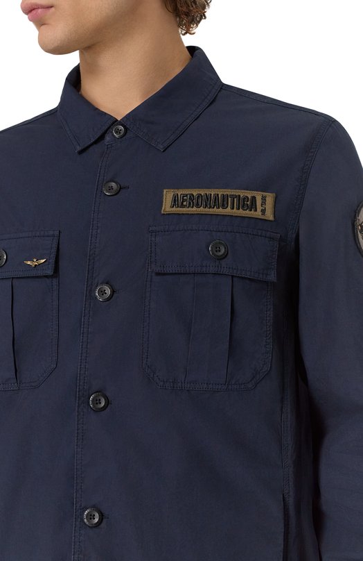Хлопковая куртка-рубашка Aeronautica Militare 251AC032CT3505 Синий  251AC032CT3505 Фото 5