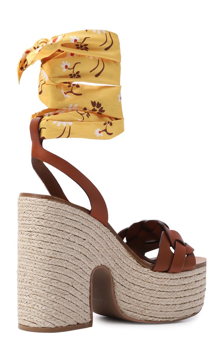 Кожаные босоножки MIU MIU, арт. 5XZ444-3L81-F00C1-125, фото 3