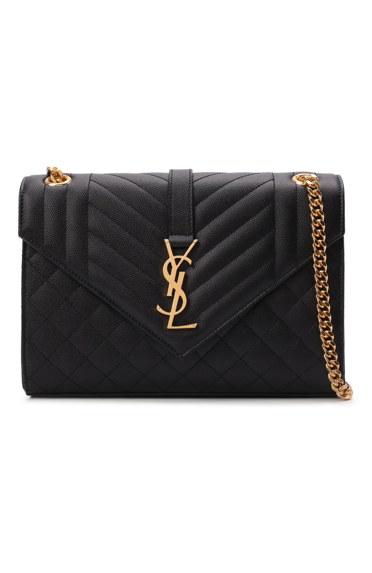 Женская сумка monogram envelope medium SAINT LAURENT черного цвета, арт. 600185/B0W91 | Фото 6 (Сумки-технические: Сумки через плечо; Материал: Натуральная кожа; Ремень/цепочка: На ремешке; Размер: medium; Автомати�зация состава: Проставлено; Автоматизация ТО: Проставлено)