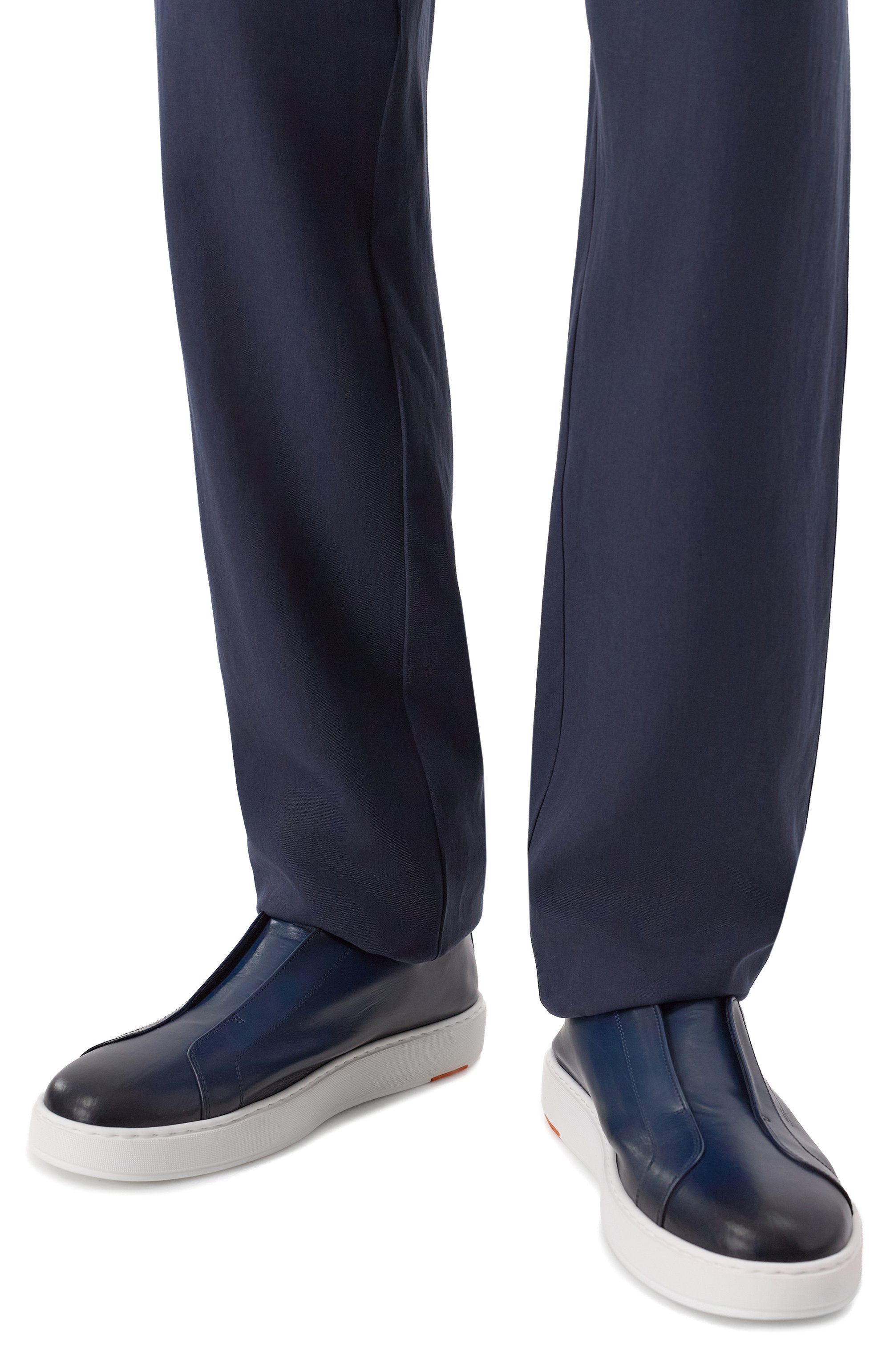 Кожаные кеды cleanic SANTONI темно-синего цвета по цене 99500 руб., арт. MBCG21995BARTMVI, фото 3 Кожаные кеды cleanic SANTONI, арт. MBCG21995BARTMVI, фото 3