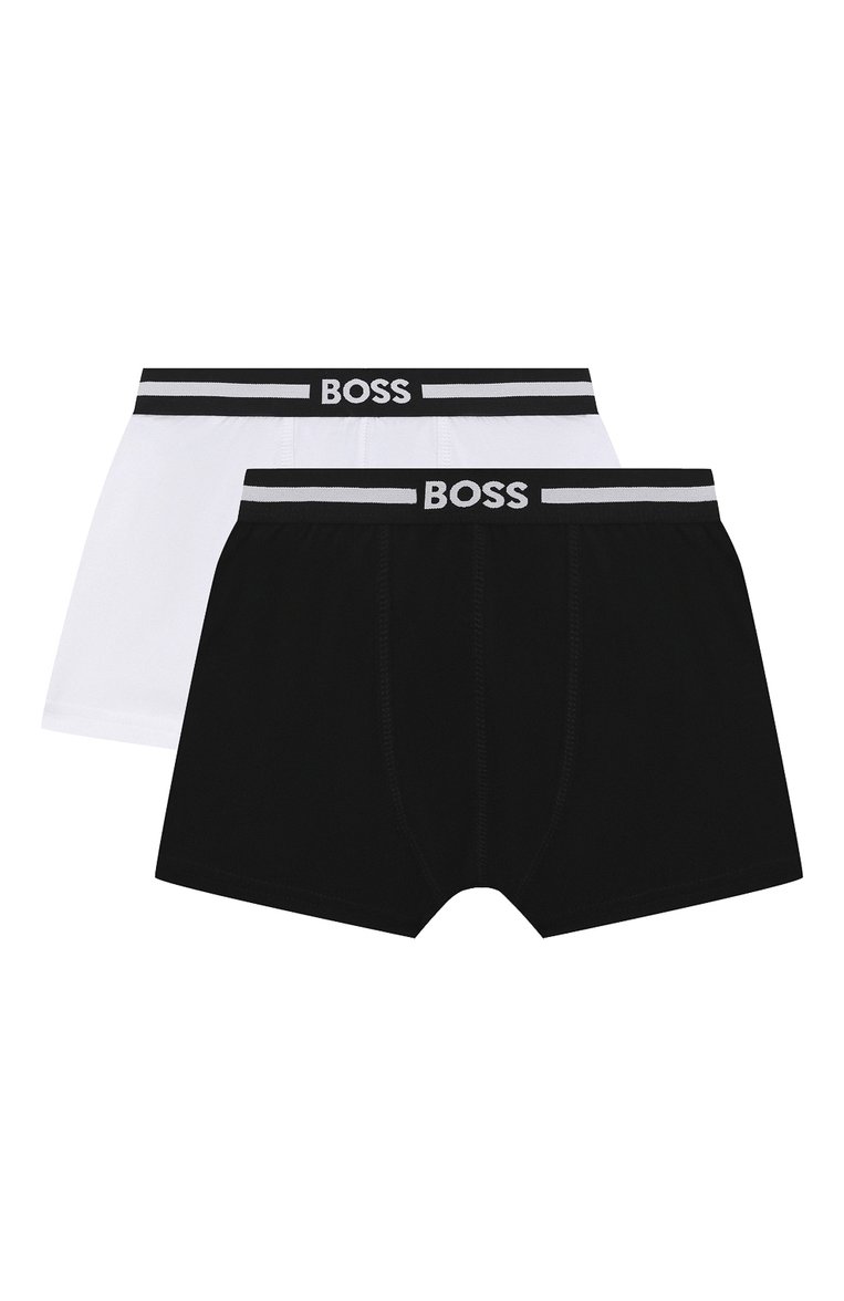 Детские комплект из двух боксеров BOSS черного цвета, арт. J20418/6A-12A | Фото 1 (Рукава: Короткие; Ростовка одежда: 9 лет | 134 см, 12 лет | 152 см, 5 лет | 110 см, 7 лет | 122 см)