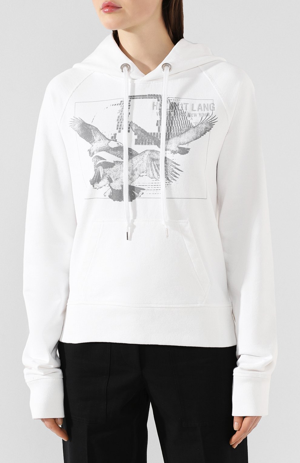 Хлопковое худи HELMUT LANG белого цвета по цене 30800 руб., арт. J09DW507, фото 3 Хлопковое худи HELMUT LANG, арт. J09DW507, фото 3