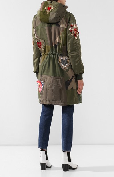 Парка с капюшоном DOLCE & GABBANA хаки цвета по цене 1640000 руб., арт. F9E50Z/FP6L1, фото 4 Парка с капюшоном DOLCE & GABBANA, арт. F9E50Z/FP6L1, фото 4