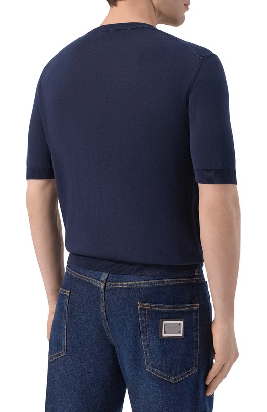 Джемпер из шелка и хлопка Andrea Campagna M5425-1033 Синий  M5425-1033 Фото 4