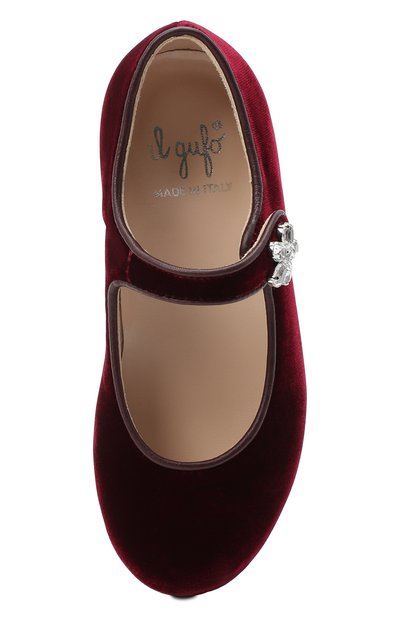 Бархатные балетки IL GUFO бордового цвета по цене 22450 руб., арт. G285/VELLUT0 ACC0PP/27-30, фото 4 Бархатные балетки IL GUFO, арт. G285/VELLUT0 ACC0PP/27-30, фото 4