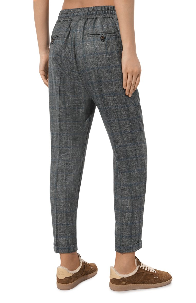 Женские брюки из шерсти и вискозы KITON синего цвета, арт. D37102K0511C | Фото 4 (Материал внешний: Вискоза, Шерсть; Длина (брюки, джинсы): Стандартные; Силуэт Ж (брюки и джинсы): Прямые; Стили: Кэжуэл; Женское Кросс-КТ: Брюки-одежда)