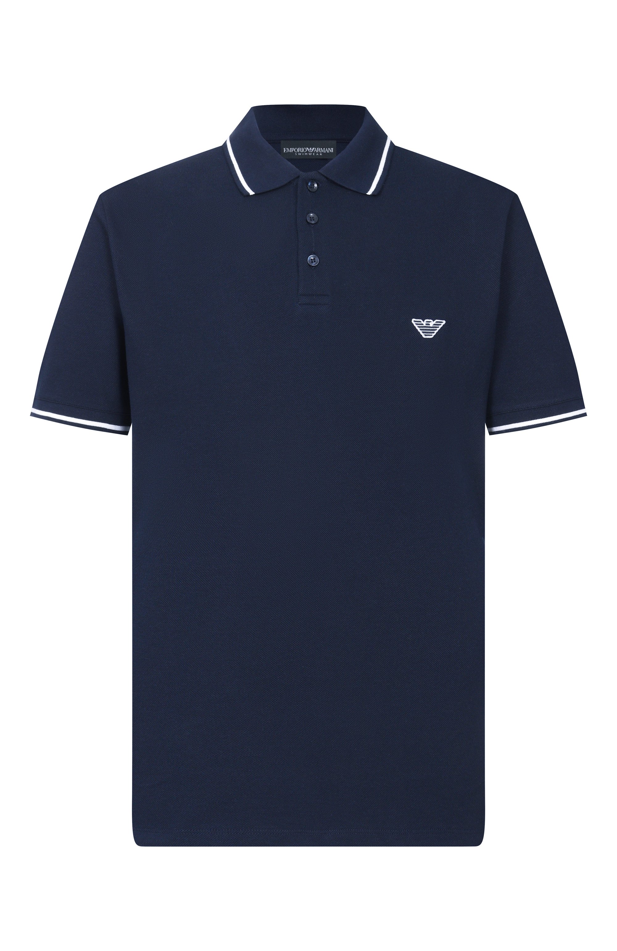 Хлопковое поло EMPORIO ARMANI темно-синего цвета по цене 13400 руб., арт. EM001380/AF20424, фото 1 Хлопковое поло EMPORIO ARMANI, арт. EM001380/AF20424, фото 1