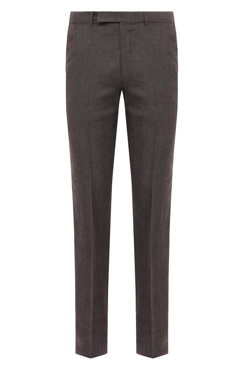 Мужские брюки из шерсти и льна ZEGNA коричневого цвета, арт. 749F09A7/75TB12 | Фото 1 (Длина (брюки, джинсы): Стандартные; Материал внешний: Лен, Шерсть; Случай: Повседневный; Стили: Кэжуэл; Автоматизация состава: Проставлено; Автоматизация ТО: Проставлено)