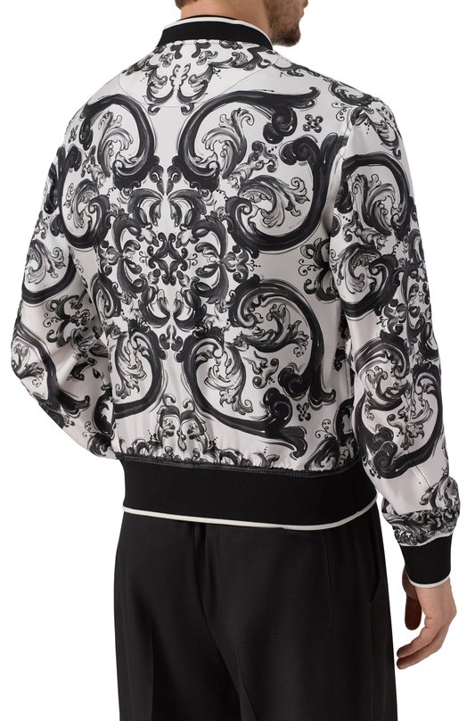 Шелковый бомбер Dolce & Gabbana G9BLZT/HI1S6 Чёрно-белый  G9BLZT/HI1S6 Фото 4