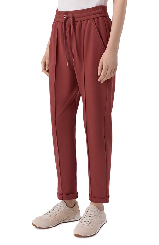 Хлопковые брюки Brunello Cucinelli MH827FB799 Бордовый  MH827FB799 Фото 3