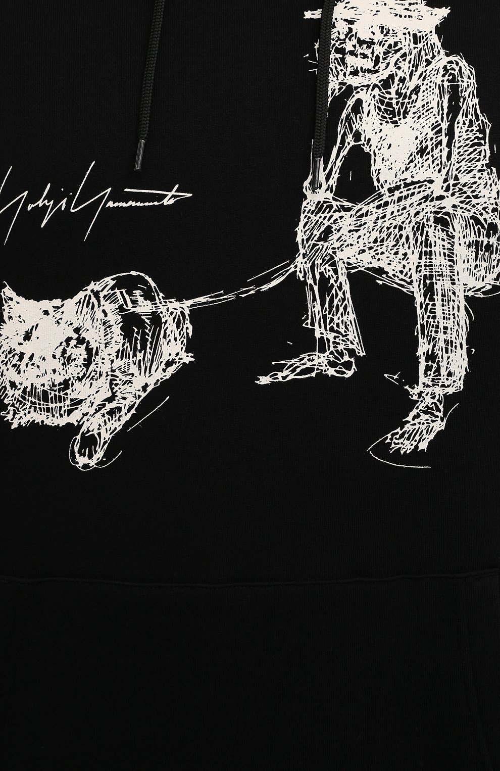 Хлопковое худи YOHJI YAMAMOTO черного цвета по цене 37200 руб., арт. HX-T85-985, фото 5 Хлопковое худи YOHJI YAMAMOTO, арт. HX-T85-985, фото 5