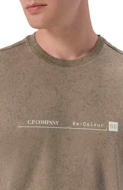 Хлопковая футболка C.P. COMPANY хаки цвета по цене 25100 руб., арт. 21CMTS178A/110774S, фото 5 Хлопковая футболка C.P. COMPANY, арт. 21CMTS178A/110774S, фото 5
