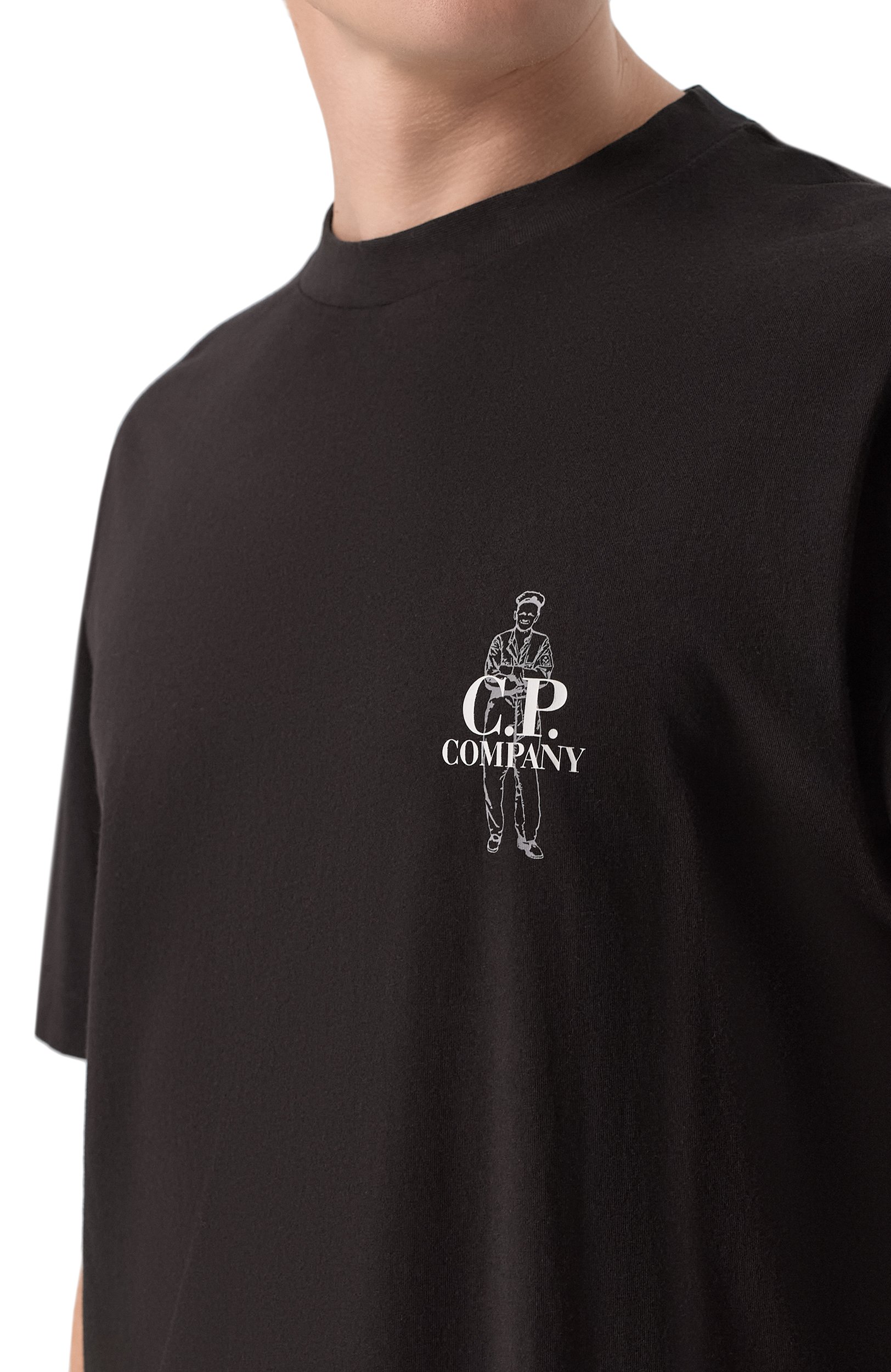 Хлопковая футболка C.P. COMPANY черного цвета по цене 16600 руб., арт. 21CMTS166A/005100W, фото 5 Хлопковая футболка C.P. COMPANY, арт. 21CMTS166A/005100W, фото 5