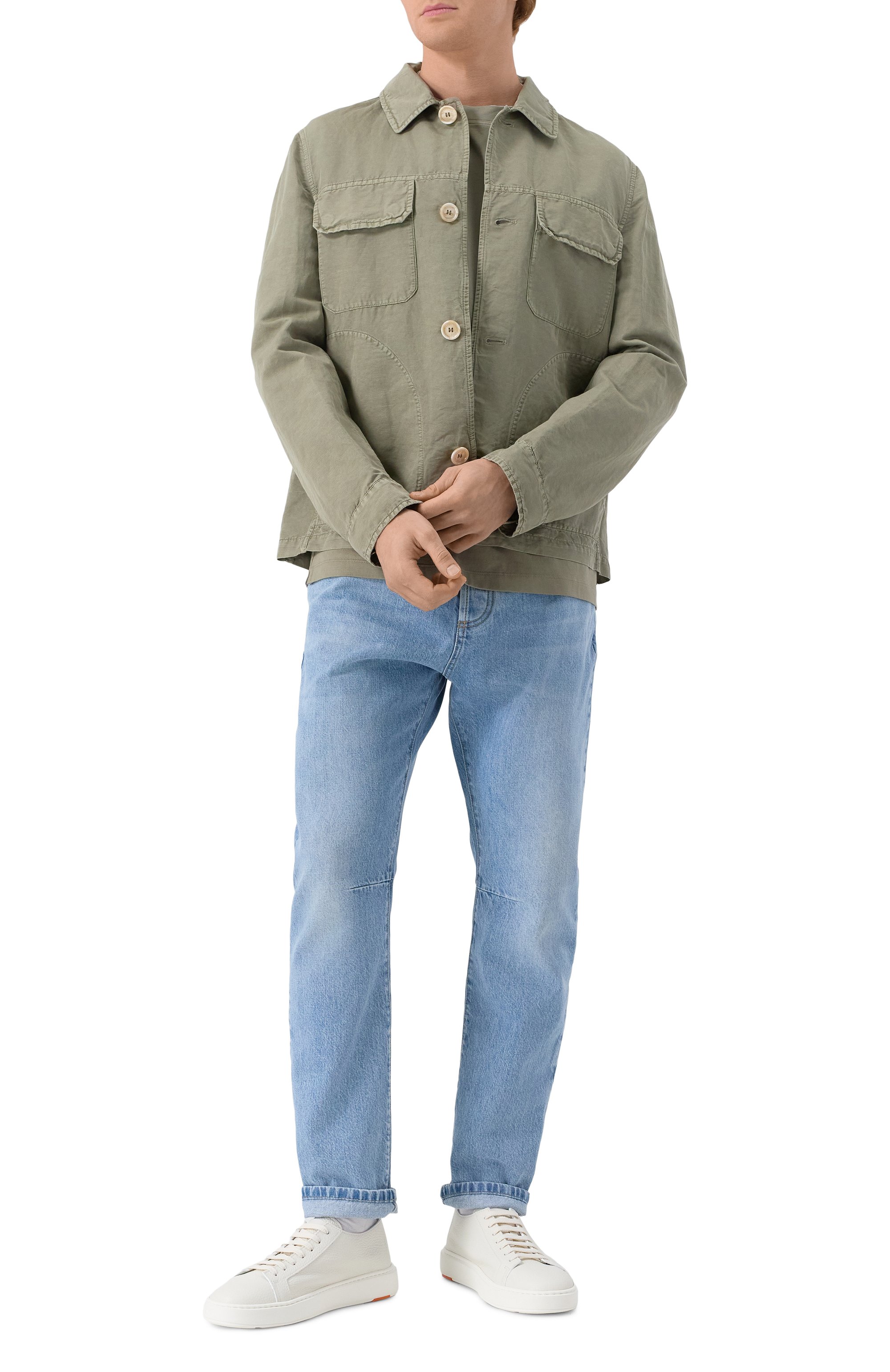 Джинсы leisure fit BRUNELLO CUCINELLI голубого цвета по цене 119000 руб., арт. M241PB2347, фото 2 Джинсы leisure fit BRUNELLO CUCINELLI, арт. M241PB2347, фото 2