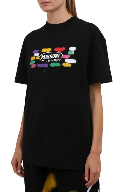 Хлопковая футболка palm angels x missoni PALM ANGELS черного цвета по цене 31650 руб., арт. PMAA001F21JER0281001/W, фото 3 Хлопковая футболка palm angels x missoni PALM ANGELS, арт. PMAA001F21JER0281001/W, фото 3