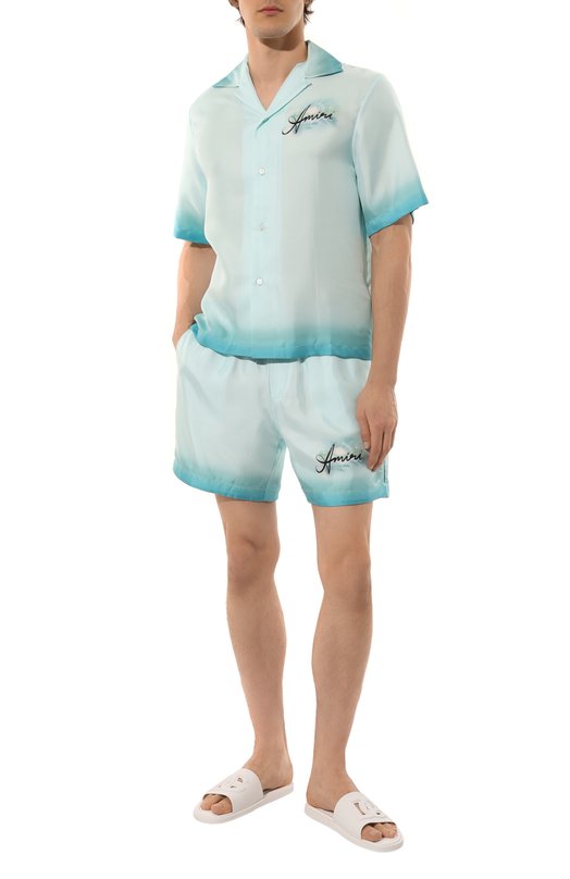 Шелковые шорты Amiri AMSHCA1033 Голубой  AMSHCA1033 Фото 2