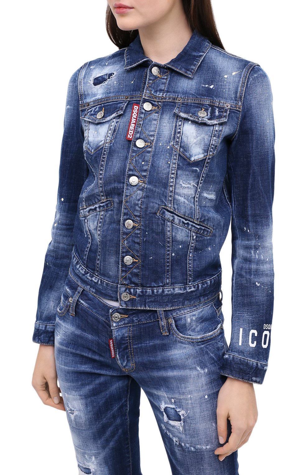 Джинсовая куртка DSQUARED2 синего цвета по цене 68700 руб., арт. S80AM0007/S30342, фото 3 Джинсовая куртка DSQUARED2, арт. S80AM0007/S30342, фото 3