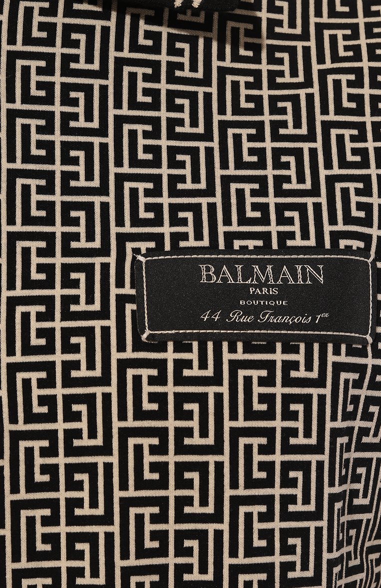 Мужское хлопковое поло BALMAIN черного цвета, арт. DH1GC027/JC97 | Фото 5 (Материал сплава: Проставлено; Рукава: Короткие; Драгоценные камни: Проставлено; Длина (для топов): Стандартные; Материал внешний: Хлопок; Застежка: Молния; Стили: Минимализм)