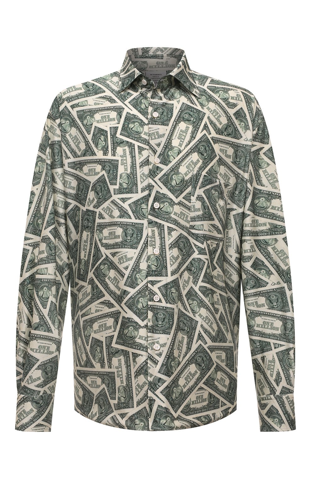 Рубашка из вискозы VETEMENTS зеленого цвета по цене 112500 руб., арт. UA53SH800M 2734/M, фото 1 Рубашка из вискозы VETEMENTS, арт. UA53SH800M 2734/M, фото 1