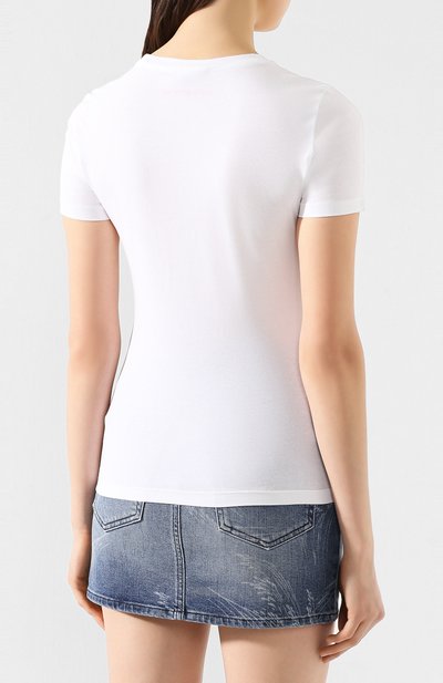 Хлопковая футболка EMPORIO ARMANI белого цвета по цене 9395 руб., арт. 3H2T8A/2J07Z, фото 4 Хлопковая футболка EMPORIO ARMANI, арт. 3H2T8A/2J07Z, фото 4