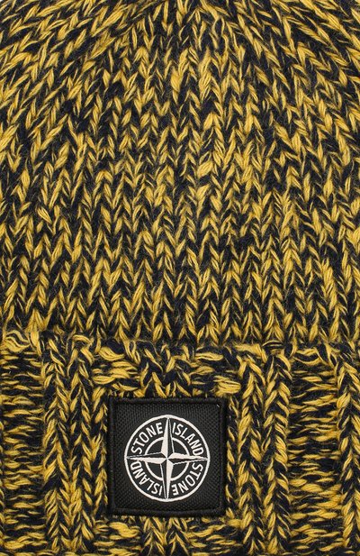 Шерстяная шапка фактурной вязки с логотипом бренда STONE ISLAND, арт. 6915N07C1, фото 3