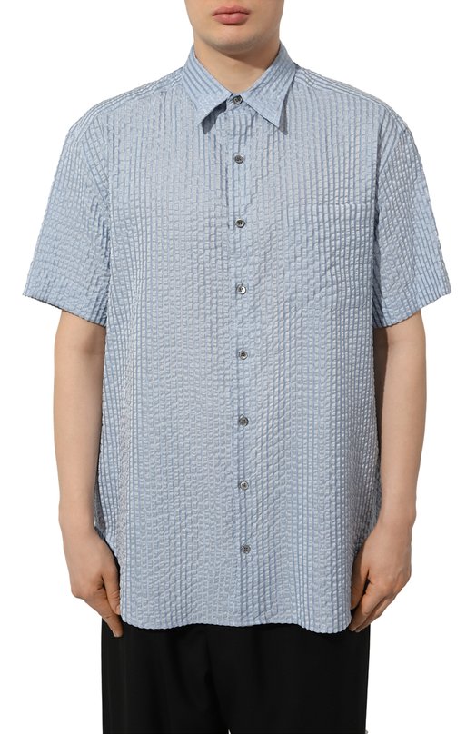 Рубашка из хлопка и шелка Giorgio Armani 4SGCC099/T04S7 Голубой  4SGCC099/T04S7 Фото 3