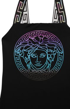 Детского слитный купальник VERSACE черного цвета, арт. 1006834/1A08687/8A-14A | Фото 3 (Девочки Кросс-КТ: Купальники-пляж; Материал внешний: Синтетический материал; Материал сплава: Проставлено; Нос: Не проставлено)