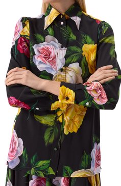 Женская шелковая блузка DOLCE & GABBANA разноцветного цвета, арт. F5S48T/FSA7B | Фото 5 (Рукава: Длинные; Длина (д�ля топов): Стандартные; Драгоценные камни: Проставлено; Материал внешний: Шелк; Материал сплава: Проставлено; Принт: С принтом; Кросс-КТ: костюм; Женское Кросс-КТ: Блуза-одежда; Стили: Романтичный)