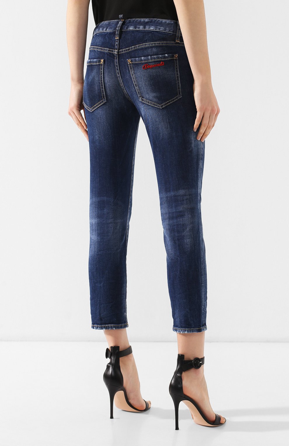Джинсы с потертостями DSQUARED2 темно-синего цвета по цене 35600 руб., арт. S75LB0146/S30595, фото 4 Джинсы с потертостями DSQUARED2, арт. S75LB0146/S30595, фото 4